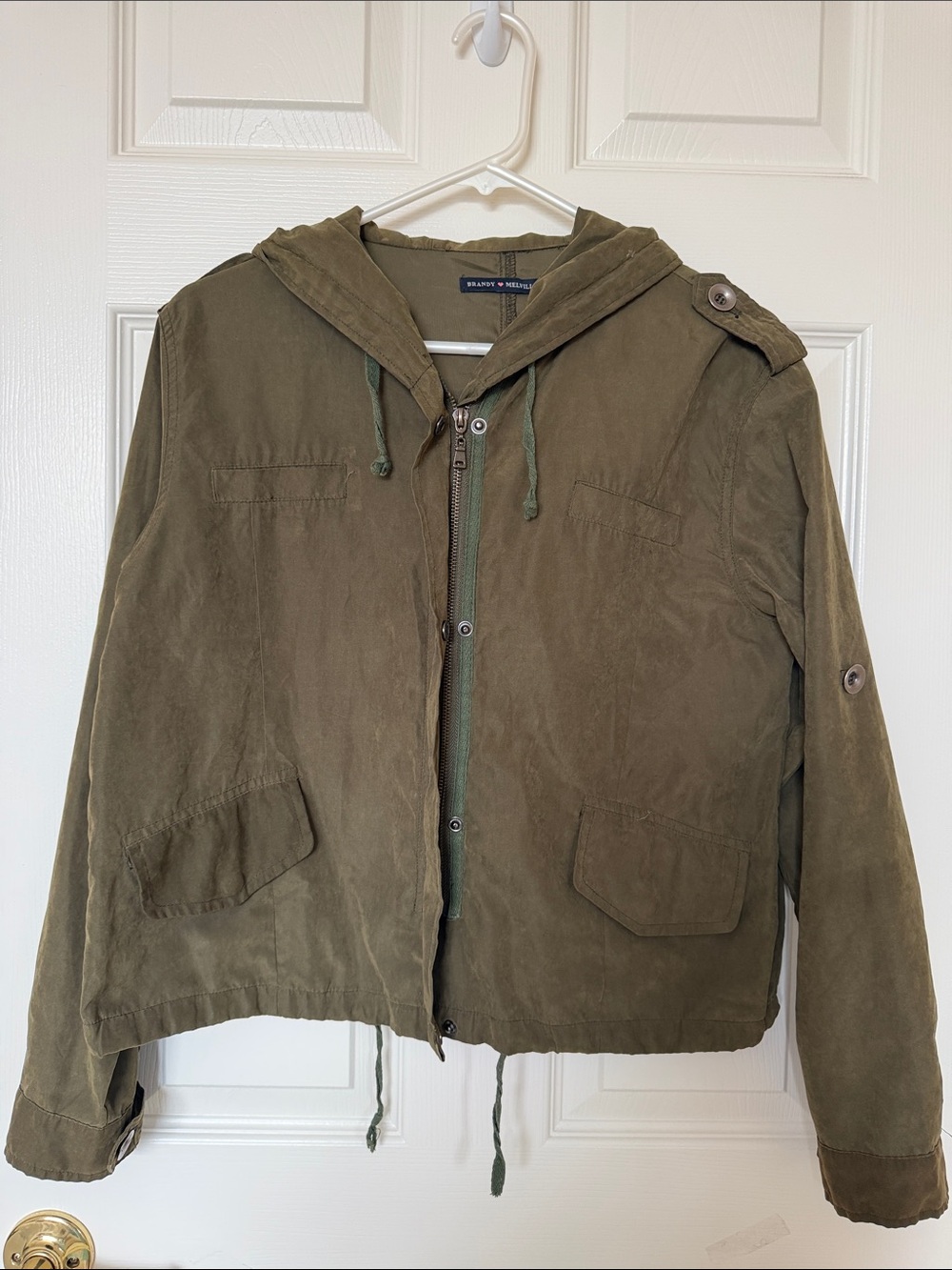 Brandy Melville Olive Green Hooded Field Jacket